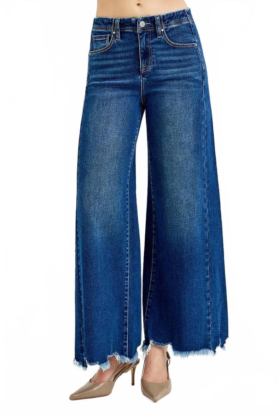 NEW RISEN chatter high rise ankle wide jeans in dark